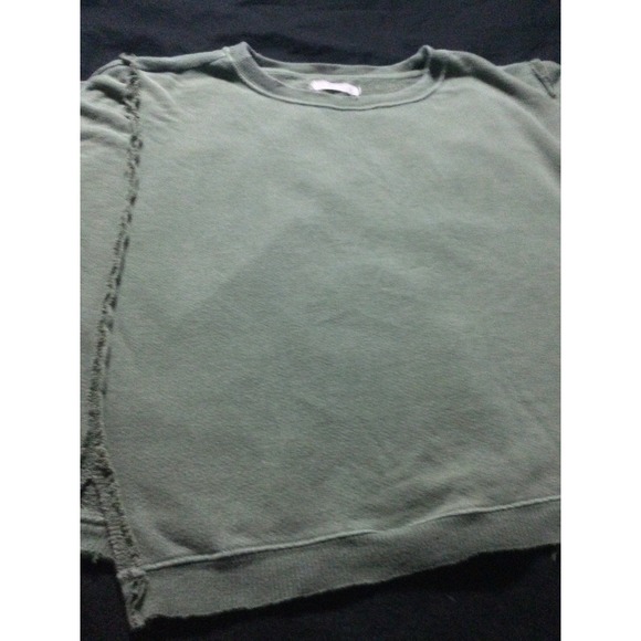 We The Free Distressed Sweatshirt Green Raw Hem Long Sleeve Casual Women Sz M - Picture 10 of 14